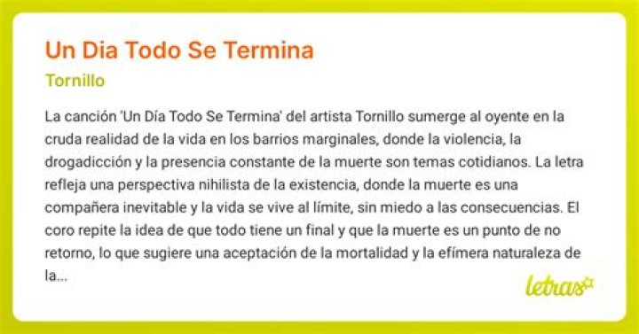 Significado de Un Día Todo Se Termina de Tornillo