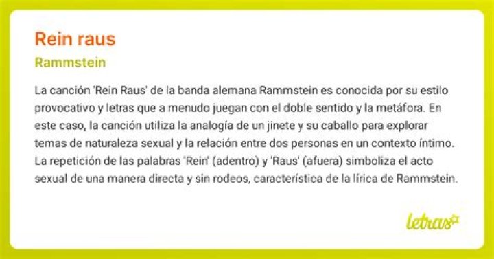 Signification de Rammstein – Rein raus (English Translation) par Genius English Translations