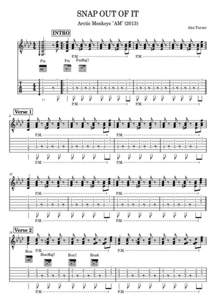 SNAP OUT OF IT ACOUSTIC CHORDS by Arctic Monkeys