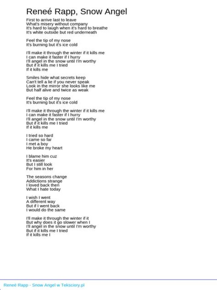 Snow angel lyrics