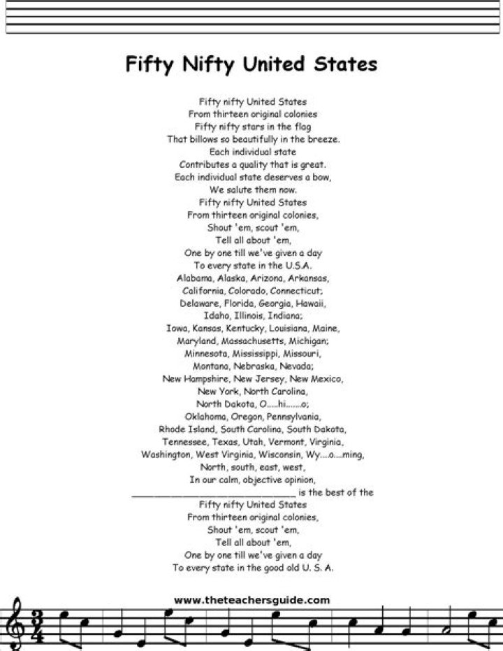 Song for fifty nifty states lyrics