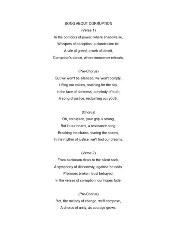 Songs about corruption lyrics