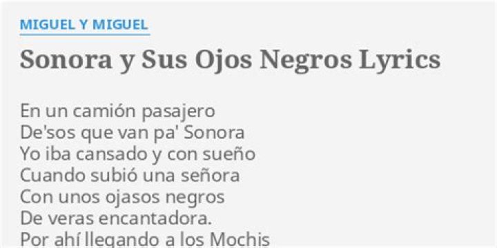 Sonora y sus ojos negros lyrics