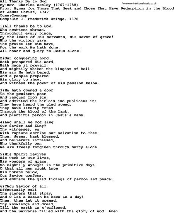 Thanks be to god lyrics