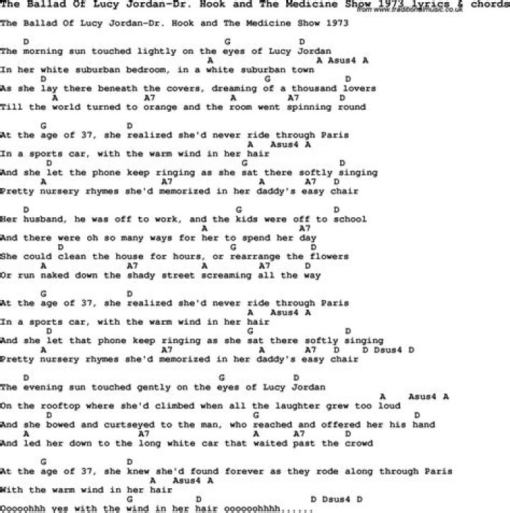 The ballad of lucy jordan lyrics