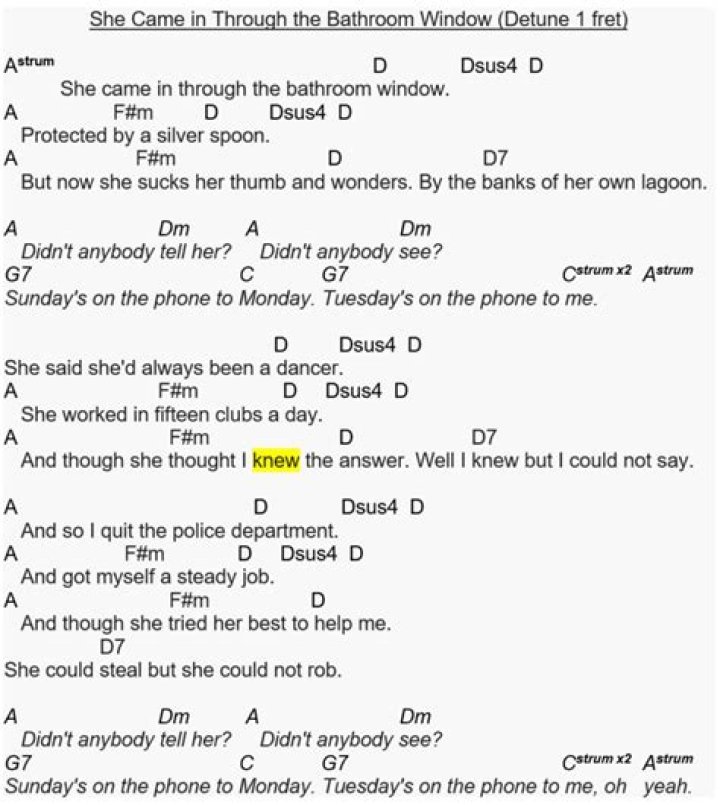 The Beatles – She Came In Through The Bathroom Window Lyrics