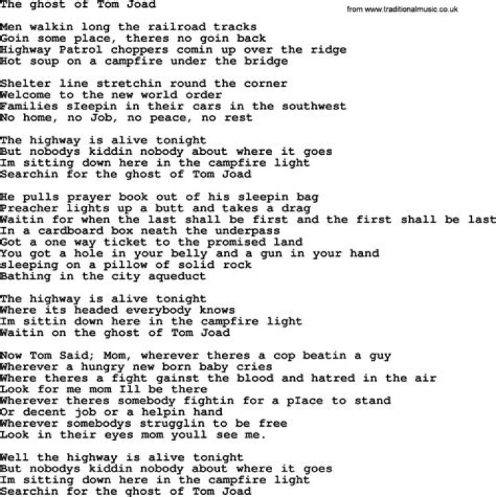 The ghost of tom joad lyrics