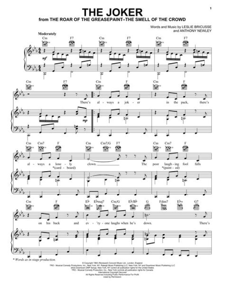 THE JOKER CHORDS by Anthony Newley