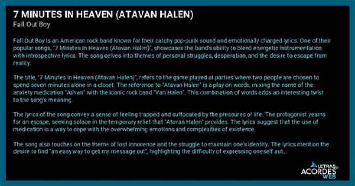 The Meaning Behind The Song: 7 Minutes In Heaven (Atavan Halen) by Fall Out Boy