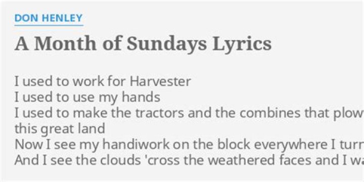 The Meaning Behind The Song: A Month of Sundays by Don Henley