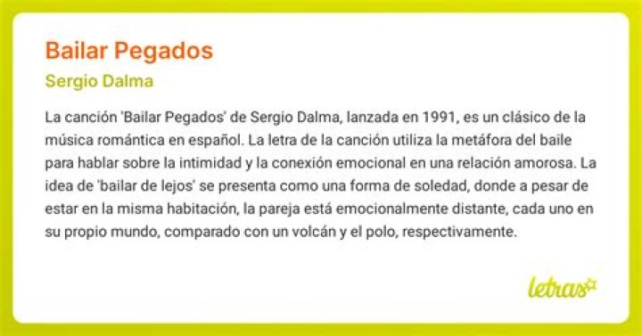 The Meaning Behind The Song: Bailar pegados (versión reggae) by Sergio Dalma