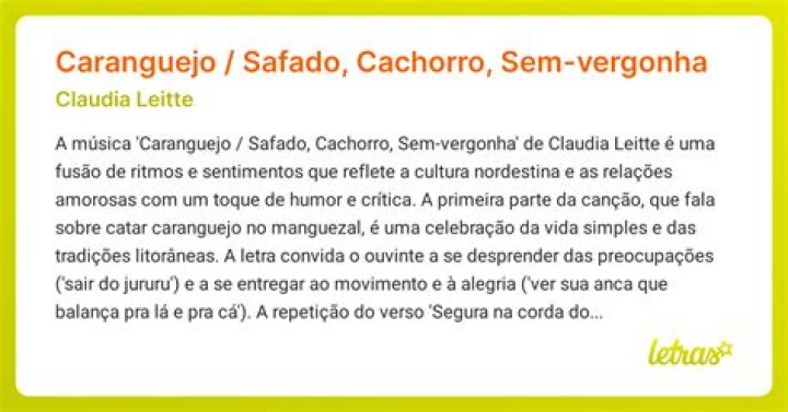 The Meaning Behind The Song: Caranguejo / Safado, Cachorro, Sem-vergonha by Claudia Leitte