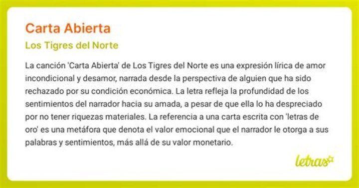 The Meaning Behind The Song: Carta Abierta by Los Tigres del Norte