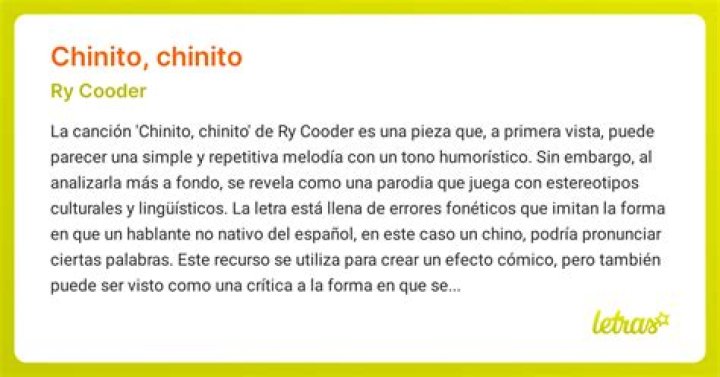 The Meaning Behind The Song: Chinito Chinito by Ry Cooder
