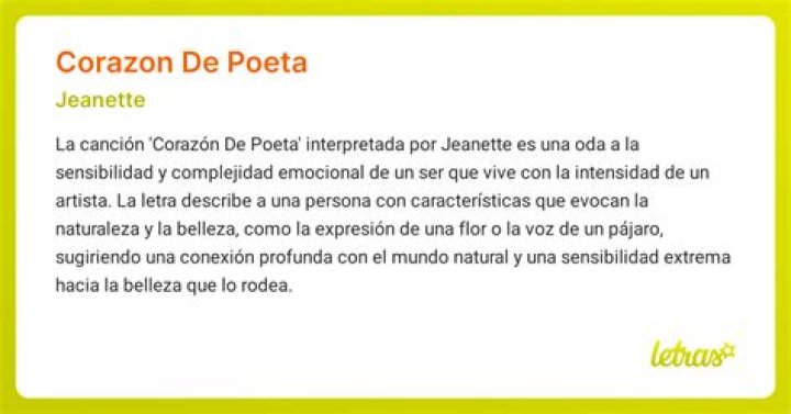 The Meaning Behind The Song: Corazón De Poeta by Jeanette