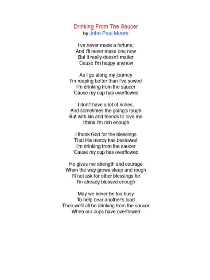 The Meaning Behind The Song: Drinking from My Saucer by Bill Anderson