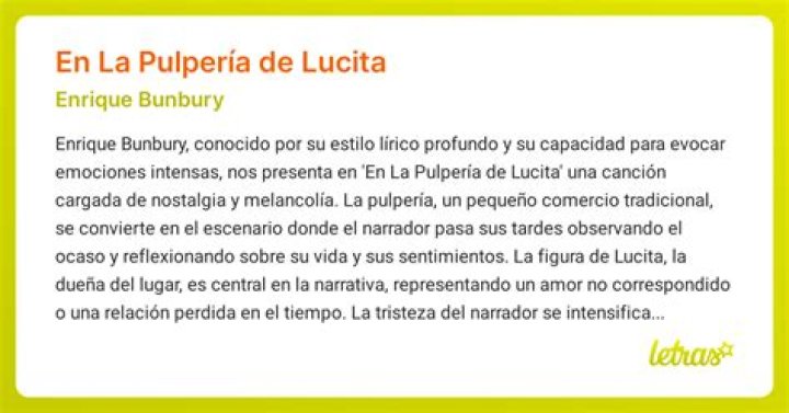 The Meaning Behind The Song: En la Pulpería de Lucita by Bunbury