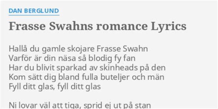 The Meaning Behind The Song: Frasse Swahns romance by Dan Berglund