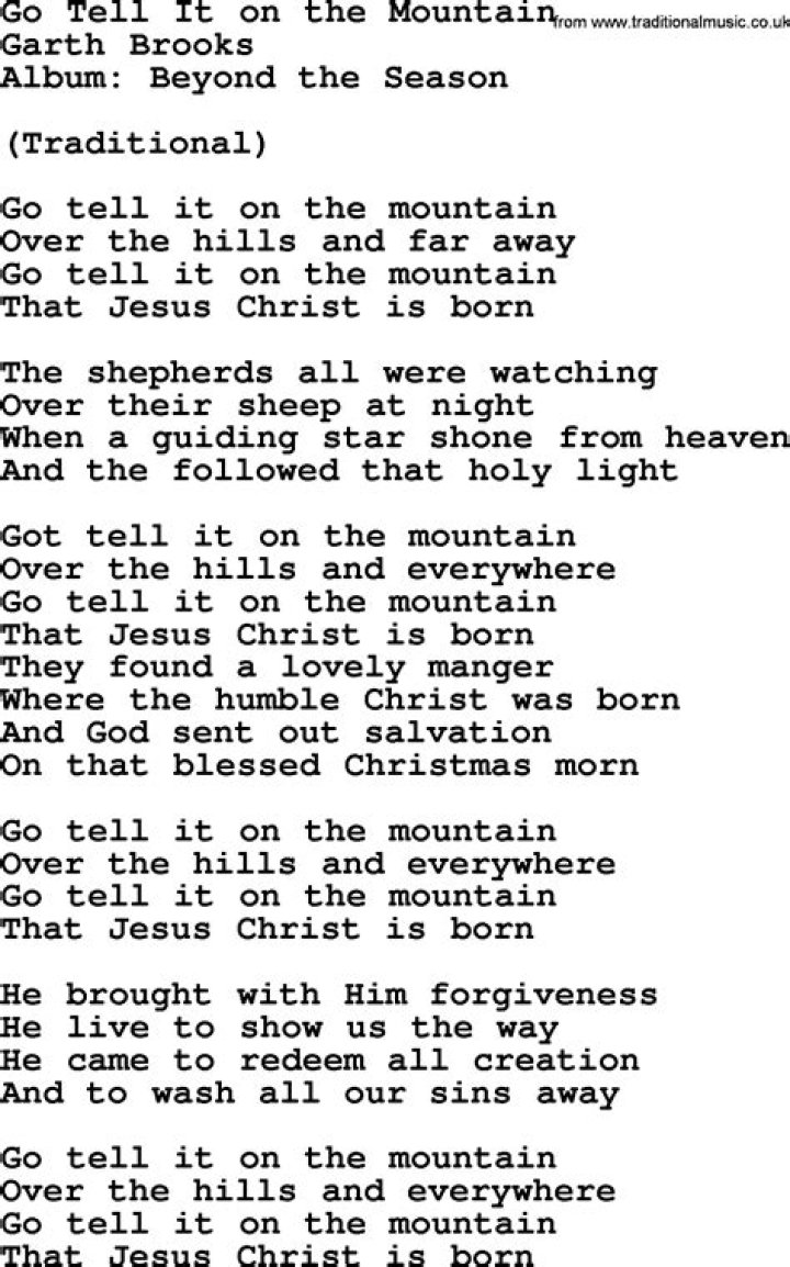 The Meaning Behind The Song: Go Tell It On The Mountain by Garth Brooks