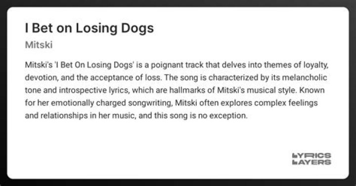 The Meaning Behind The Song: I Bet on Losing Dogs by Mitski