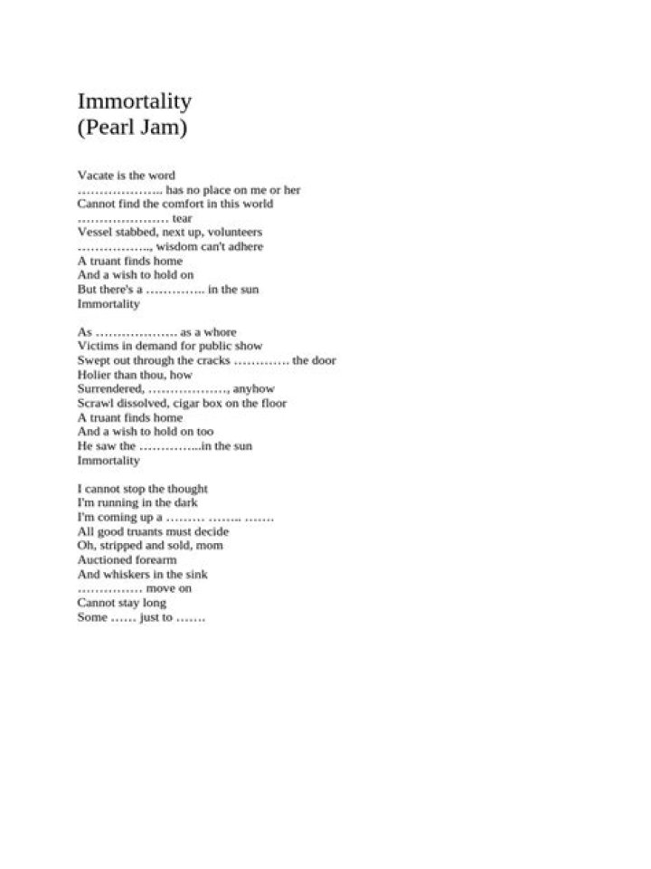 The Meaning Behind The Song: Immortality by Pearl Jam