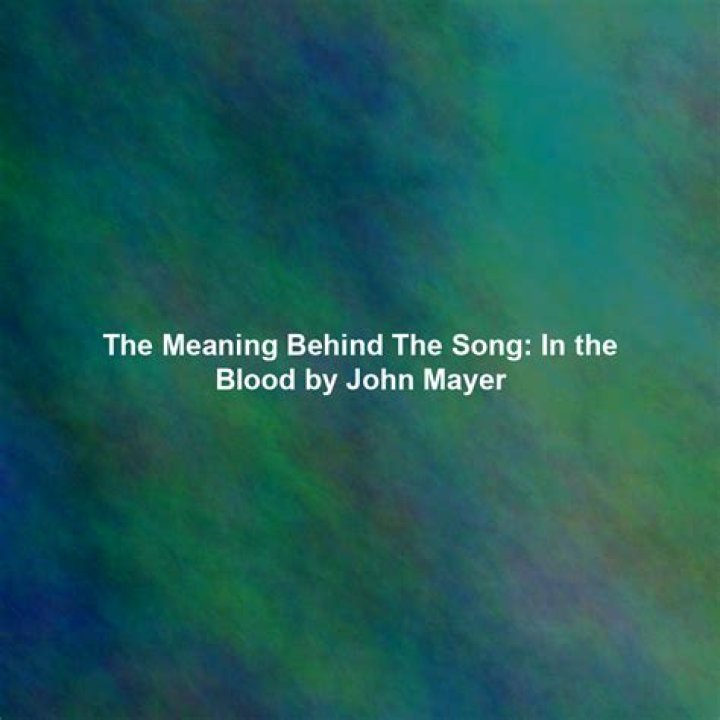 The Meaning Behind The Song: In the Blood by John Mayer
