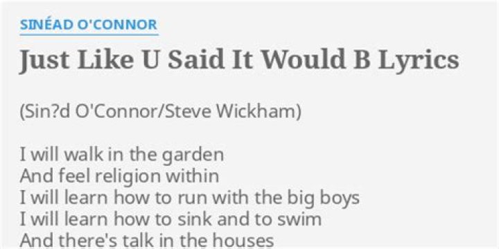The Meaning Behind The Song: Just Like U Said It Would B by Sinéad O’Connor