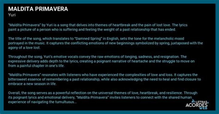 The Meaning Behind The Song: Maldita Primavera by Yuri