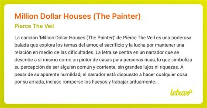 The Meaning Behind The Song: Million Dollar Houses (The Painter) by Pierce The Veil