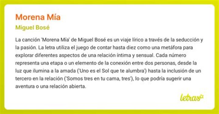 The Meaning Behind The Song: Morena Mía by Miguel Bosé