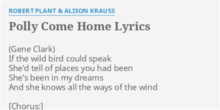 The Meaning Behind The Song: Polly Come Home by Alison Krauss