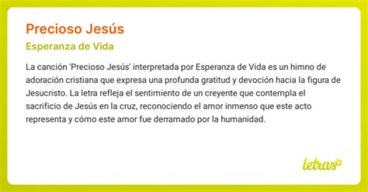 The Meaning Behind The Song: Precioso jesús by Esperanza de vida
