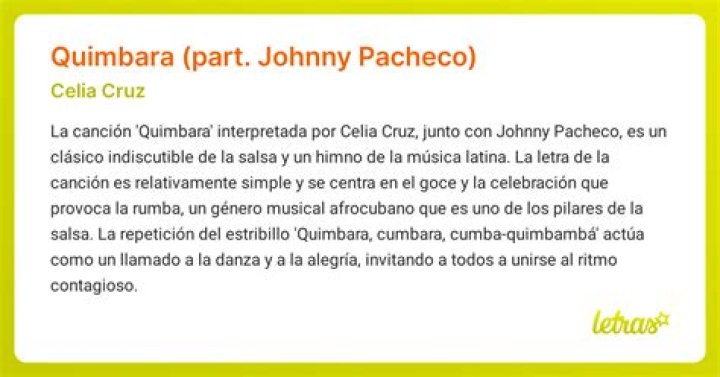 The Meaning Behind The Song: Quimbara by Johnny Pacheco