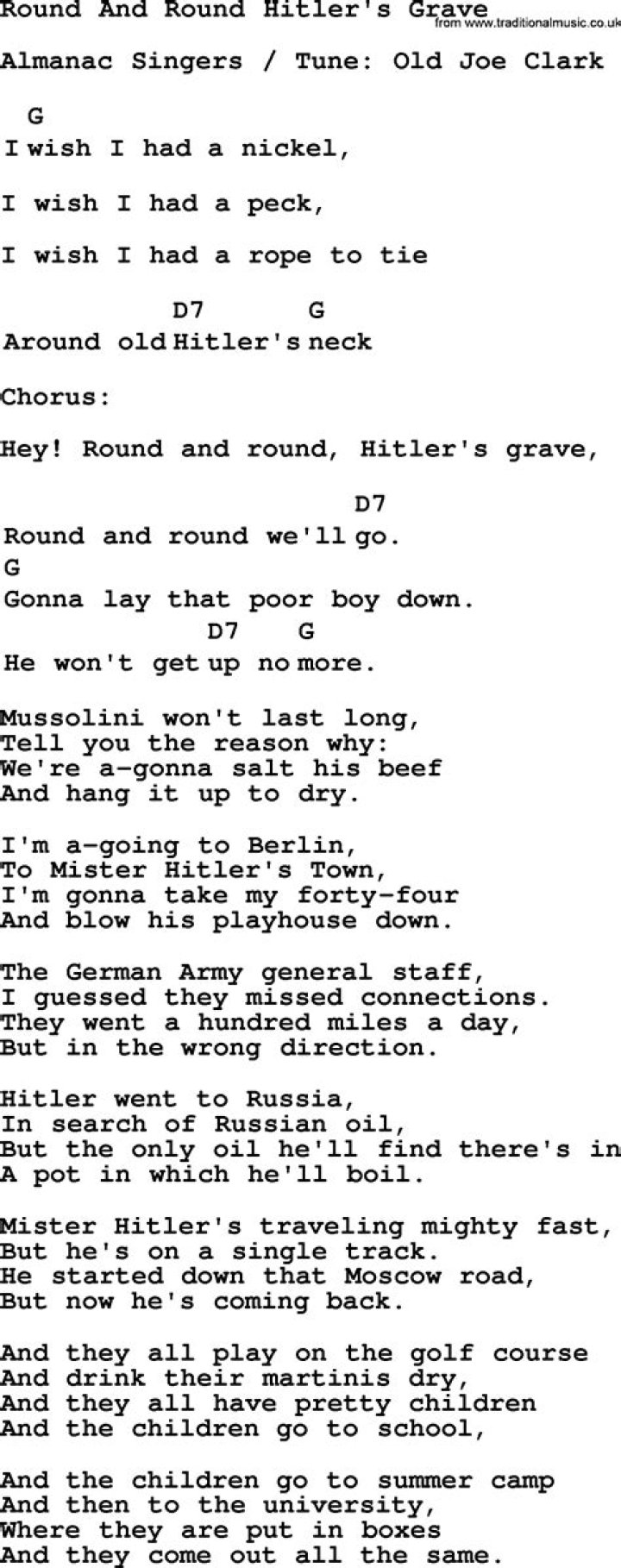 The Meaning Behind The Song: Round & Round Hitler’s Grave by The Almanac Singers