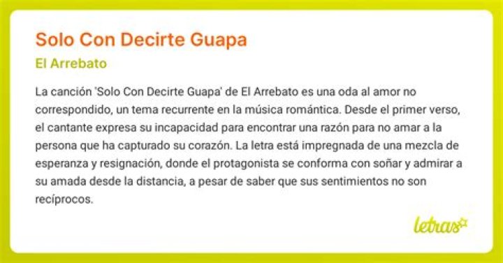 The Meaning Behind The Song: Sólo por decirte guapa by El Arrebato