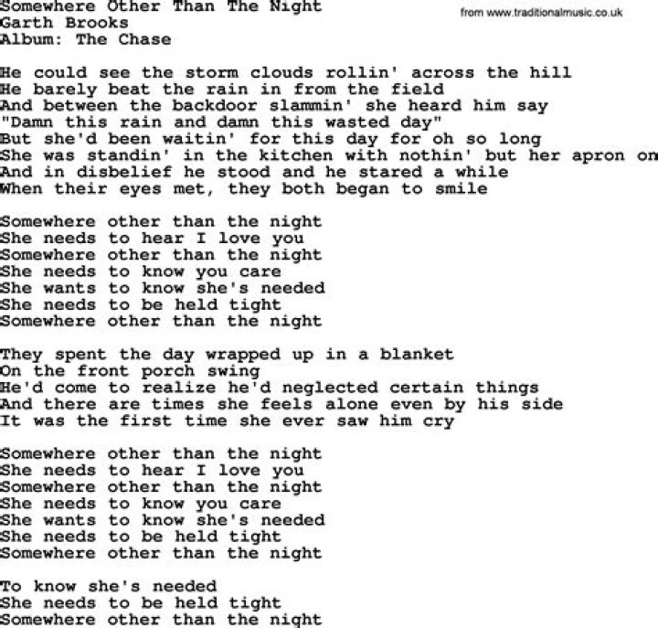 The Meaning Behind The Song: Somewhere Other Than The Night by Garth Brooks