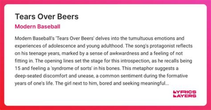 The Meaning Behind The Song: Tears Over Beers by Modern Baseball