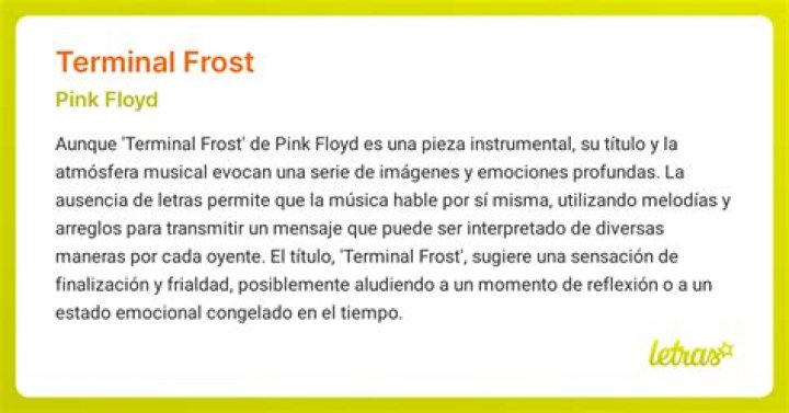 The Meaning Behind The Song: Terminal Frost by Pink Floyd
