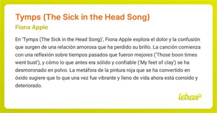 The Meaning Behind The Song: Tymps (The Sick in the Head Song) by Fiona Apple