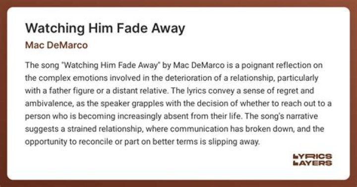 The Meaning Behind The Song: Watching Him Fade Away by Mac DeMarco
