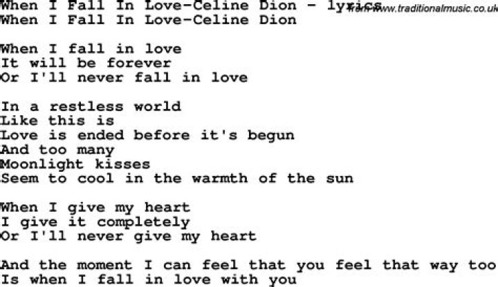 The Meaning Behind The Song: When I Fall in Love by Celine Dion
