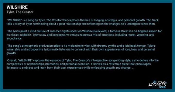 The Meaning Behind The Song: WILSHIRE by Tyler; the Creator