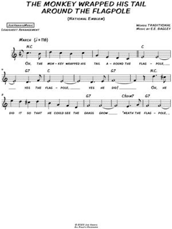 The monkey wrapped around the flagpole music lyrics