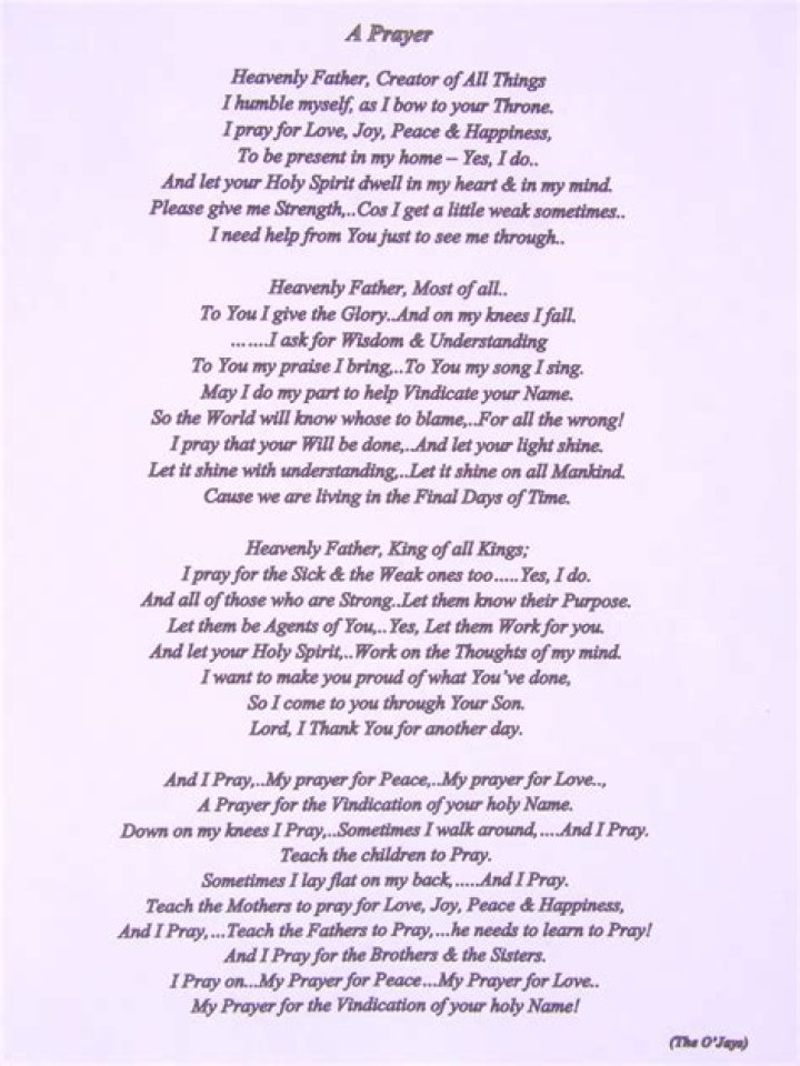 The o jays prayer lyrics