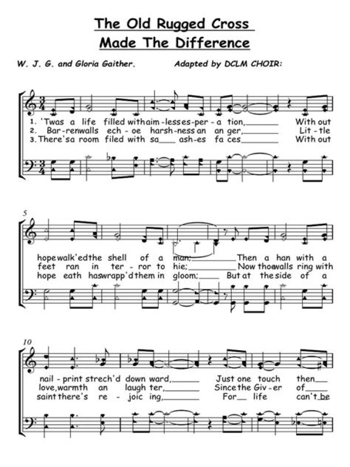 The old rugged cross made the difference ... lyrics