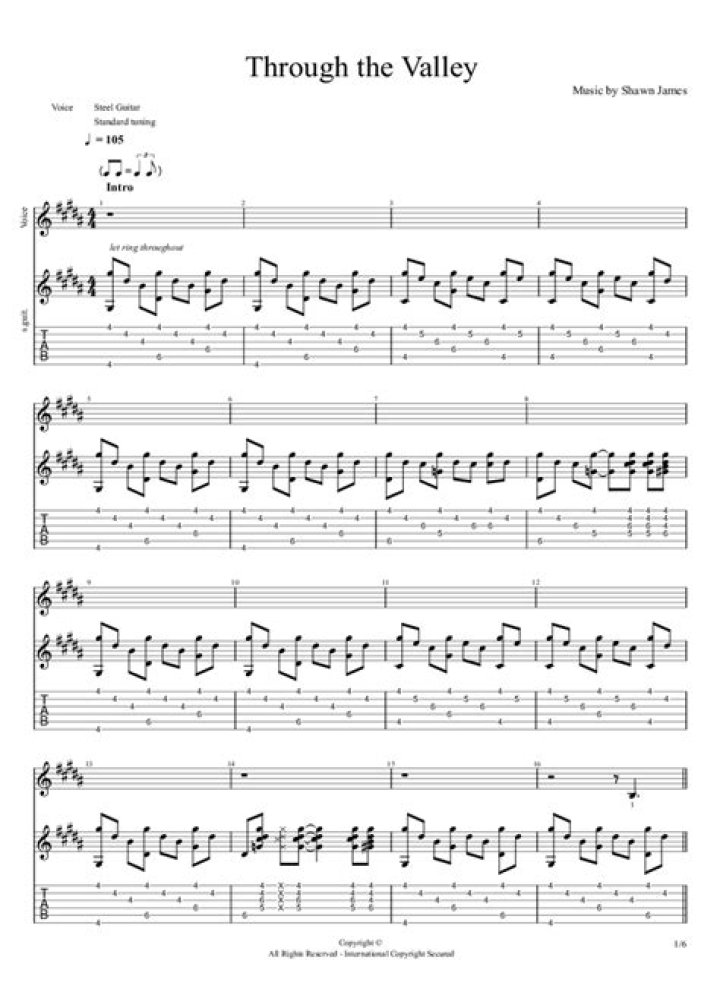 THROUGH THE VALLEY TAB by Shawn James