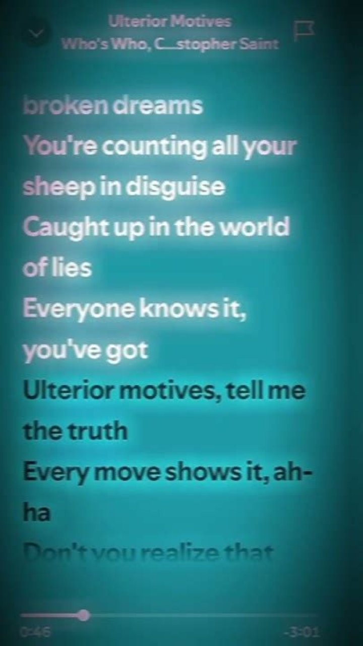 Ulterior motion lyrics