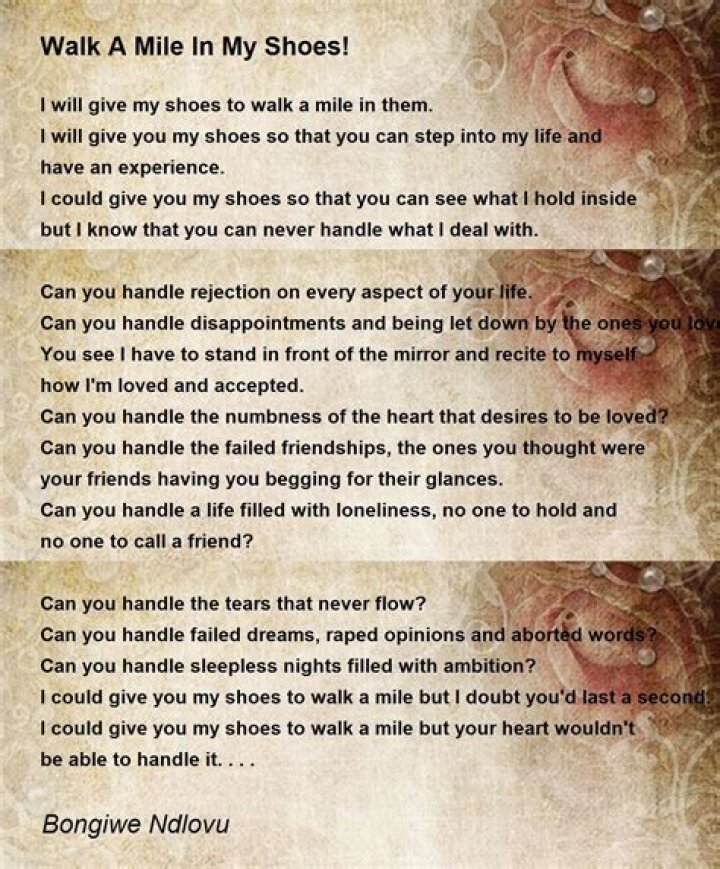 Walk a mile in my shoes what life would you choosed lyrics
