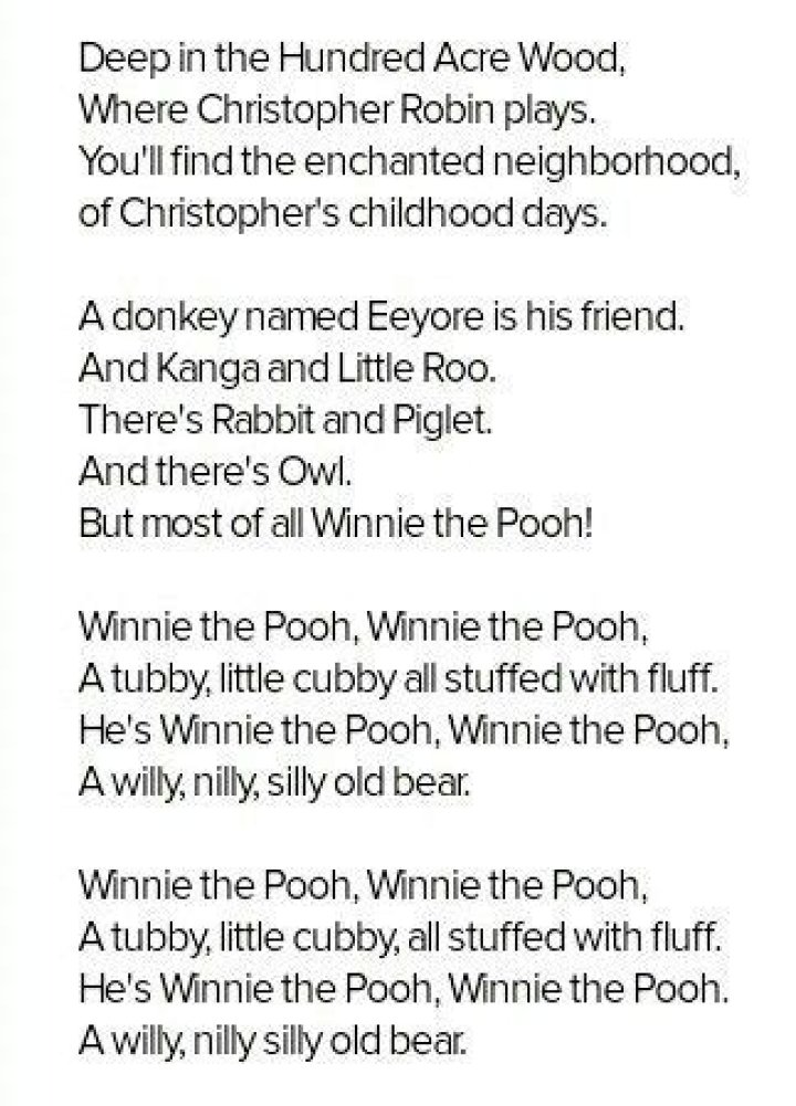 Winnie the pooh theme song lyrics