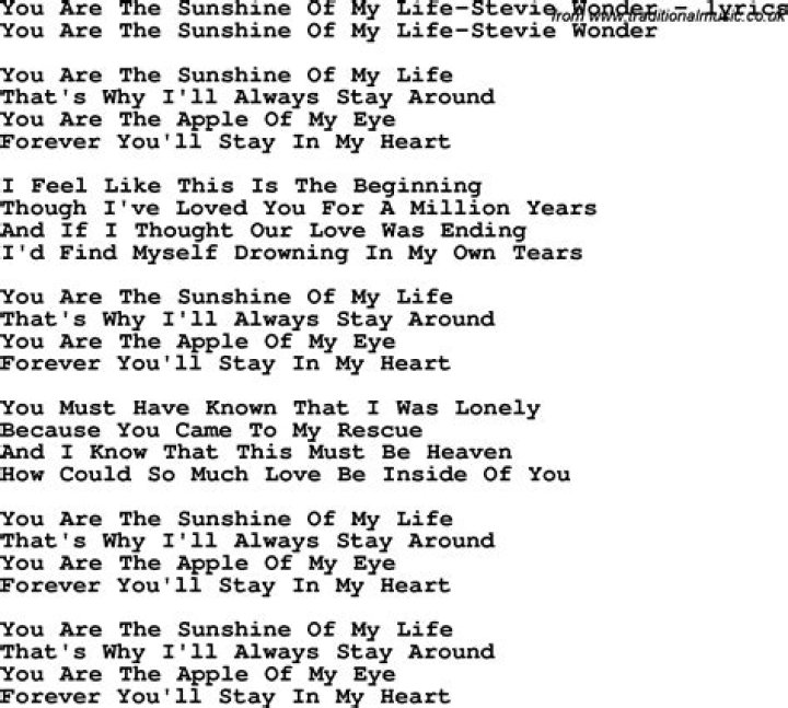 You are the sunshine of my life lyrics